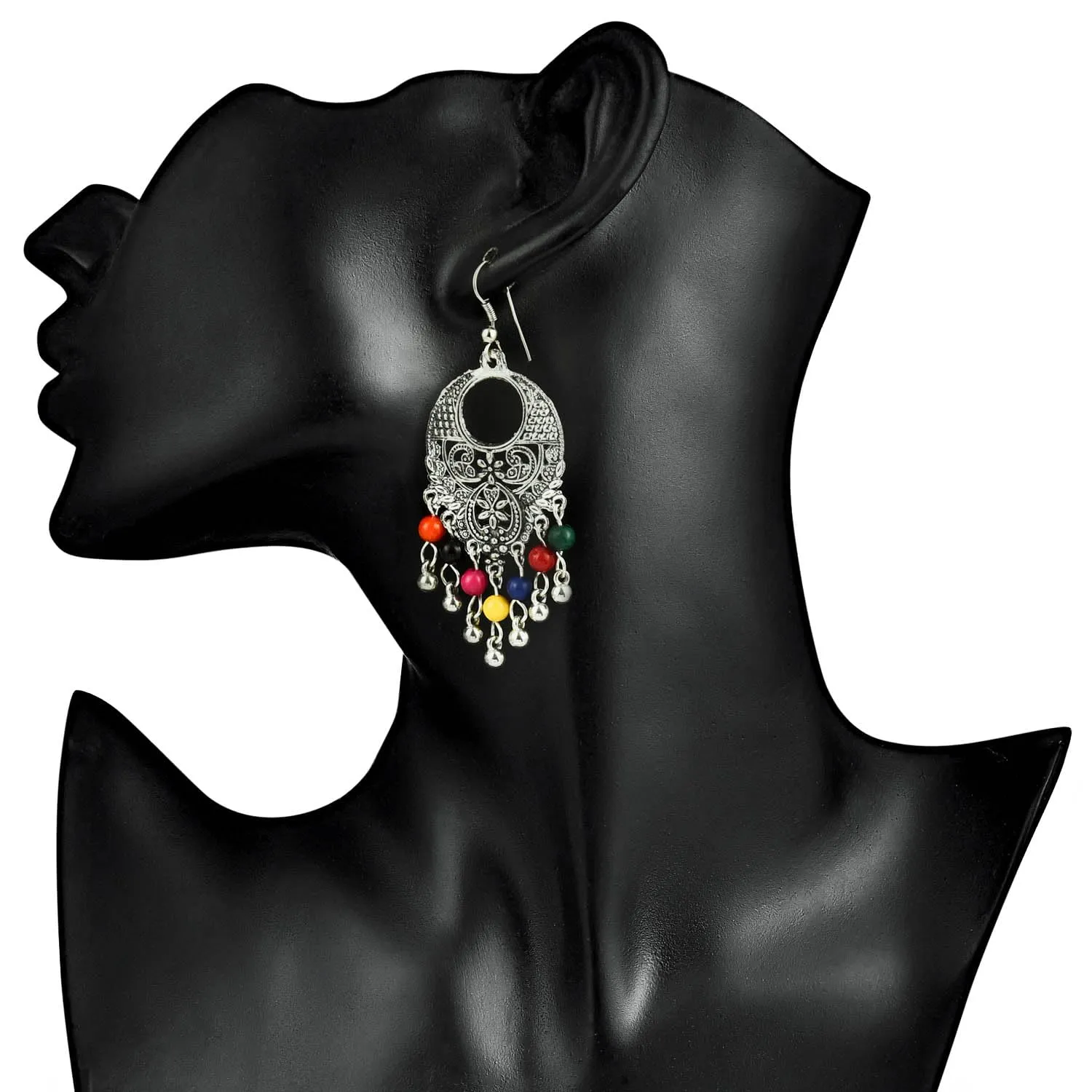 Kairangi Oxidised Earrings for Women Oxidized Silver Combo of 2 Pairs Chandbali Traditional Jhumka Earrings for Women and Girls