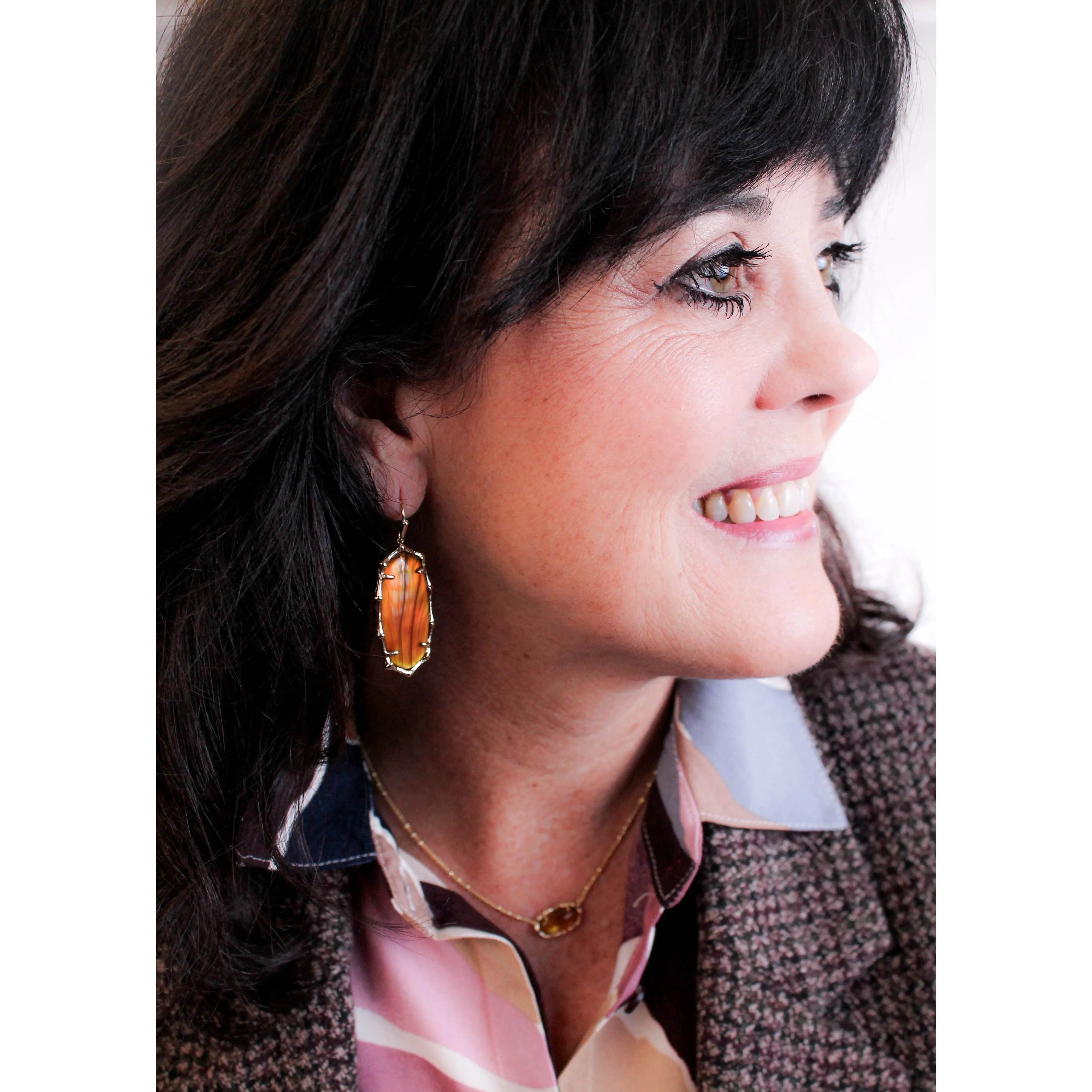 Kendra Scott Elle Bamboo Drop Earrings in Marbled Amber Illusion