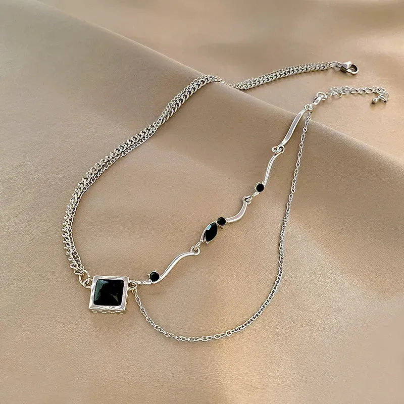 Kpop Heart Necklace French Lucky Bean Love Clavicle Chain Korean Simple Female double layer Necklace Female Pendant for Women