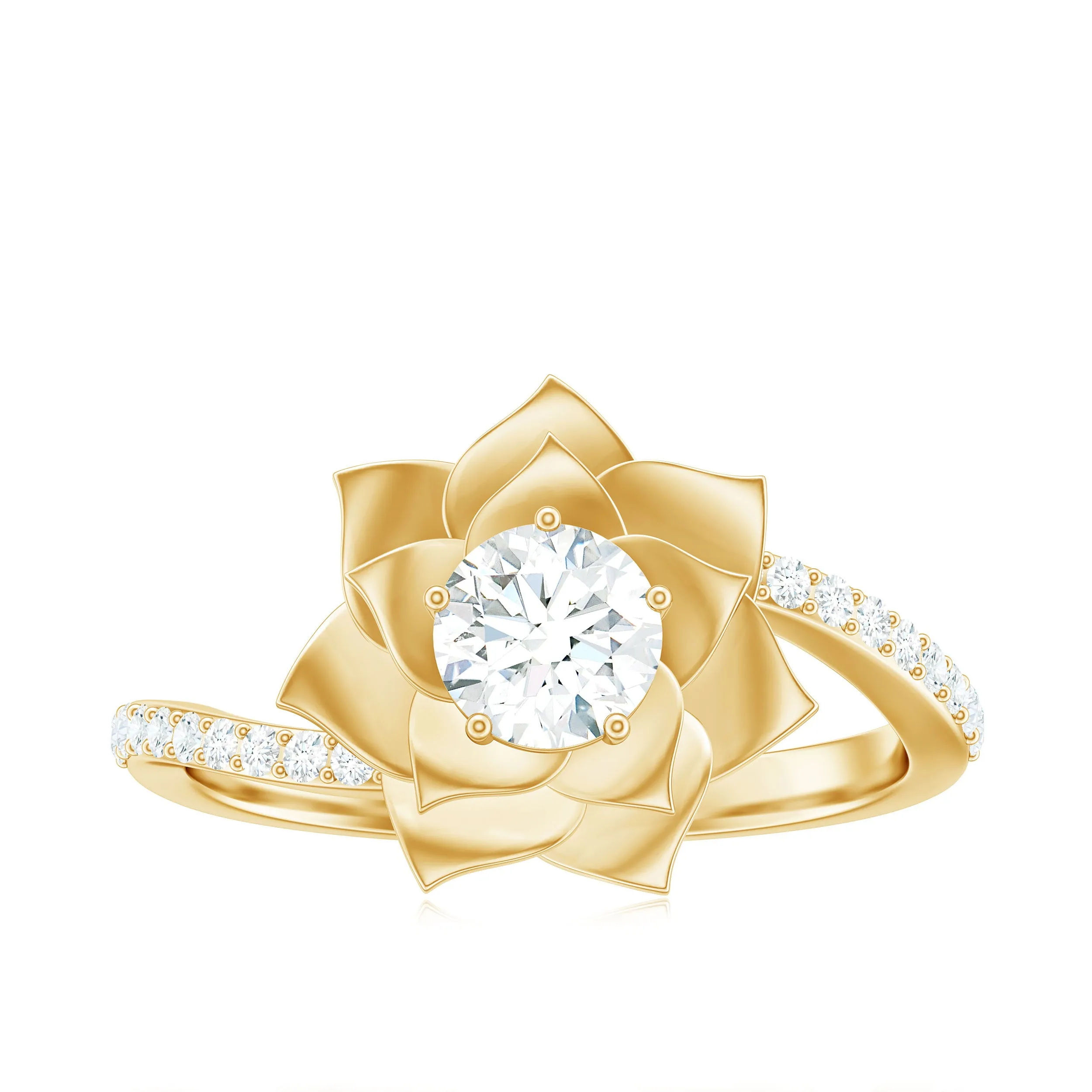 Lab Grown Diamond Nature Inspired Floral Bypass Ring