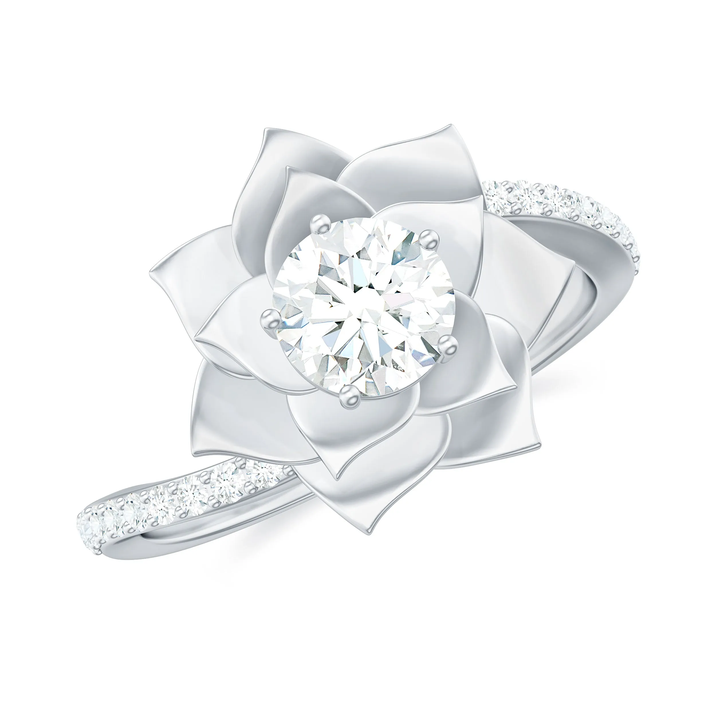 Lab Grown Diamond Nature Inspired Floral Bypass Ring