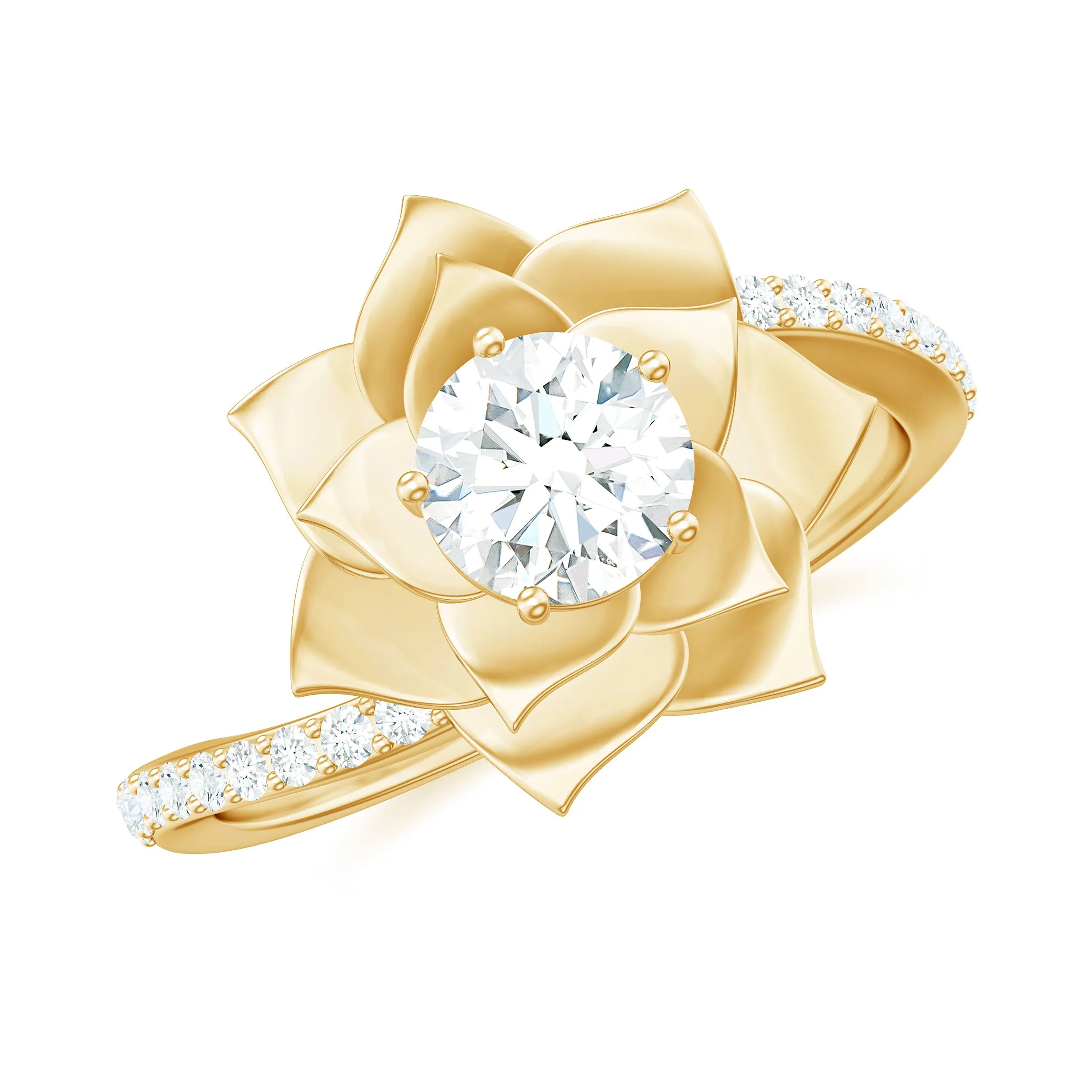Lab Grown Diamond Nature Inspired Floral Bypass Ring