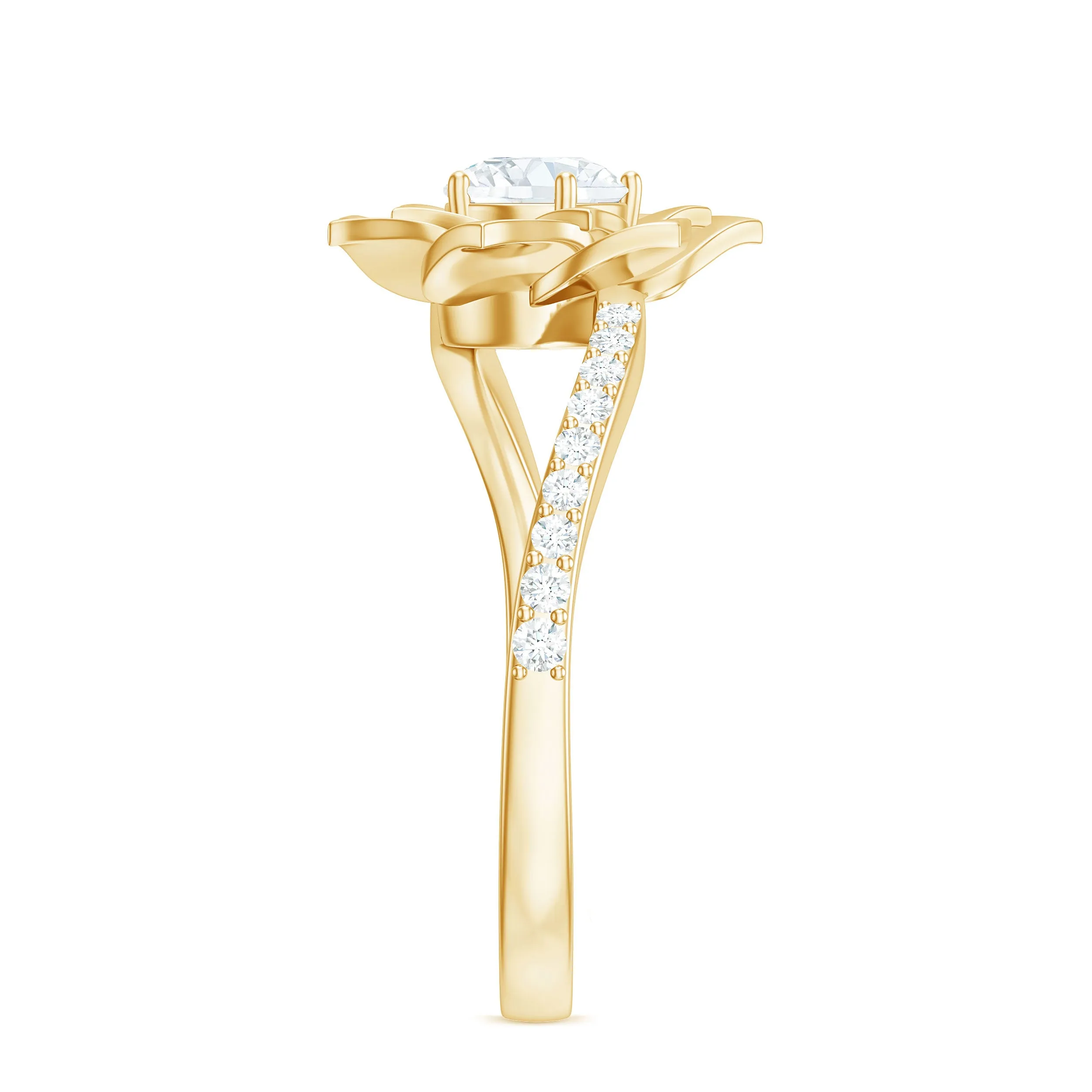 Lab Grown Diamond Nature Inspired Floral Bypass Ring