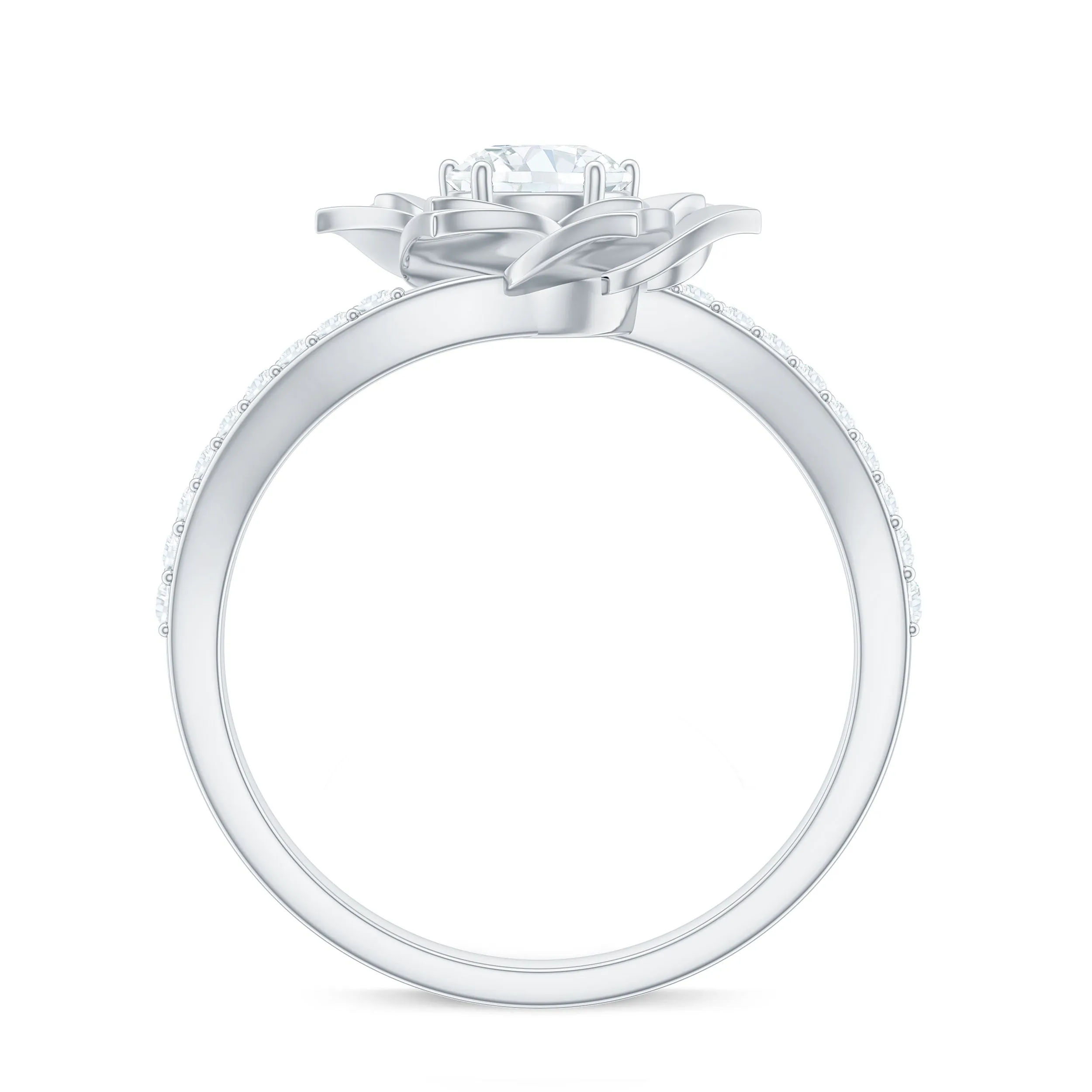 Lab Grown Diamond Nature Inspired Floral Bypass Ring