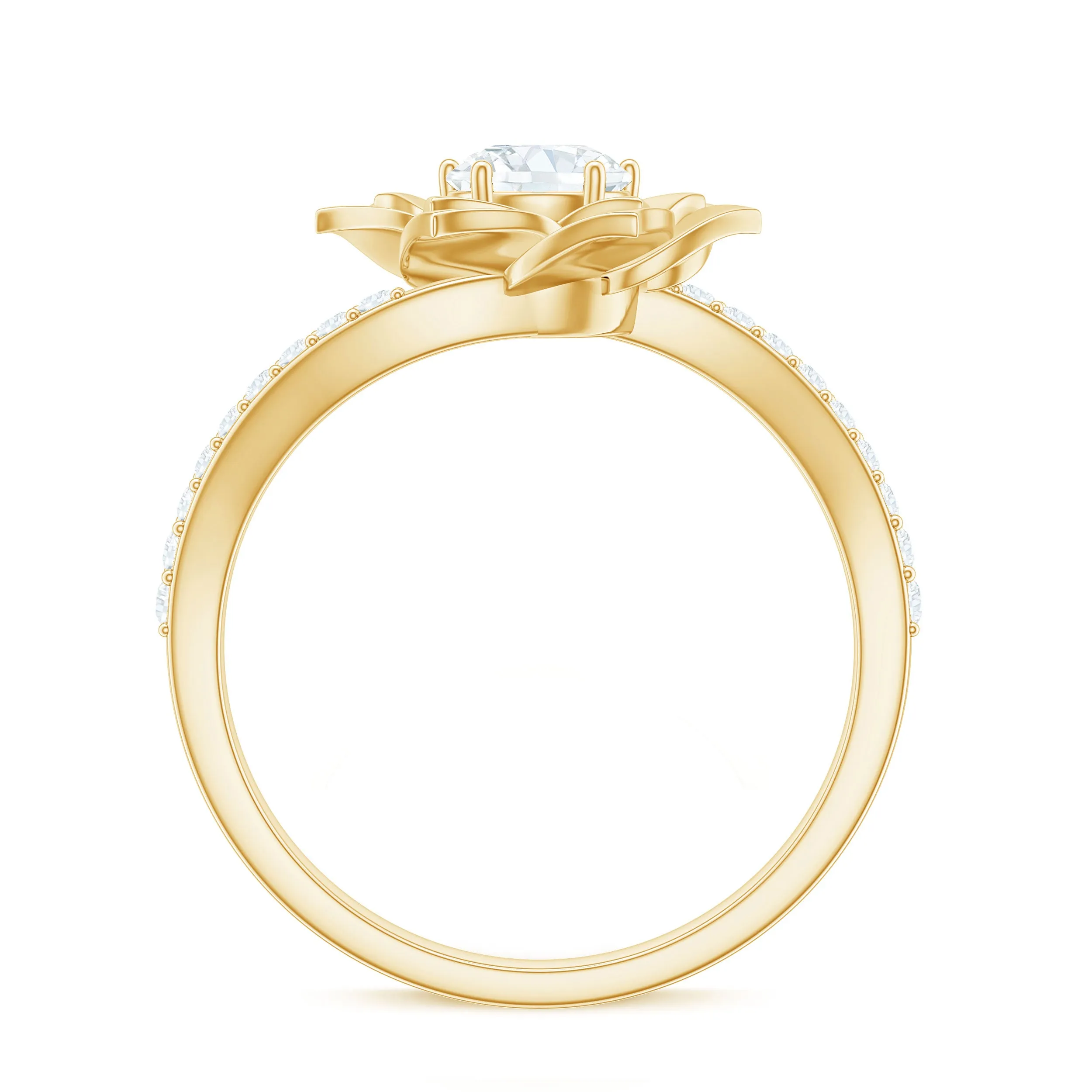 Lab Grown Diamond Nature Inspired Floral Bypass Ring