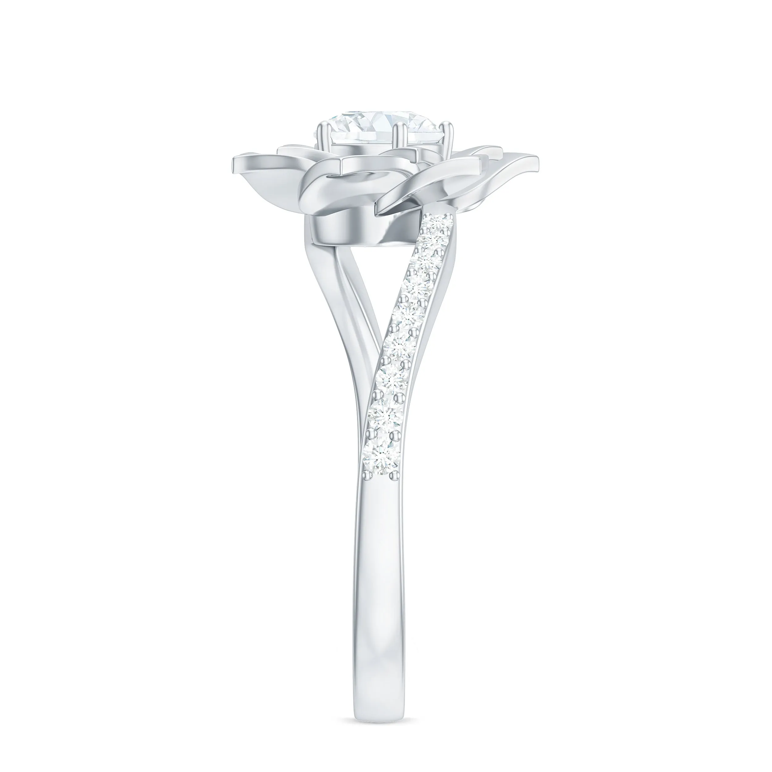 Lab Grown Diamond Nature Inspired Floral Bypass Ring