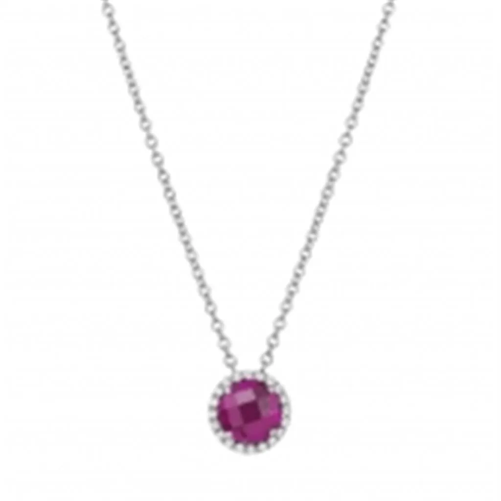 Lab Grown Ruby Pendant with Simulated Diamond Halo