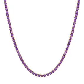 Large 4-Prong Amethyst Tennis Necklace
