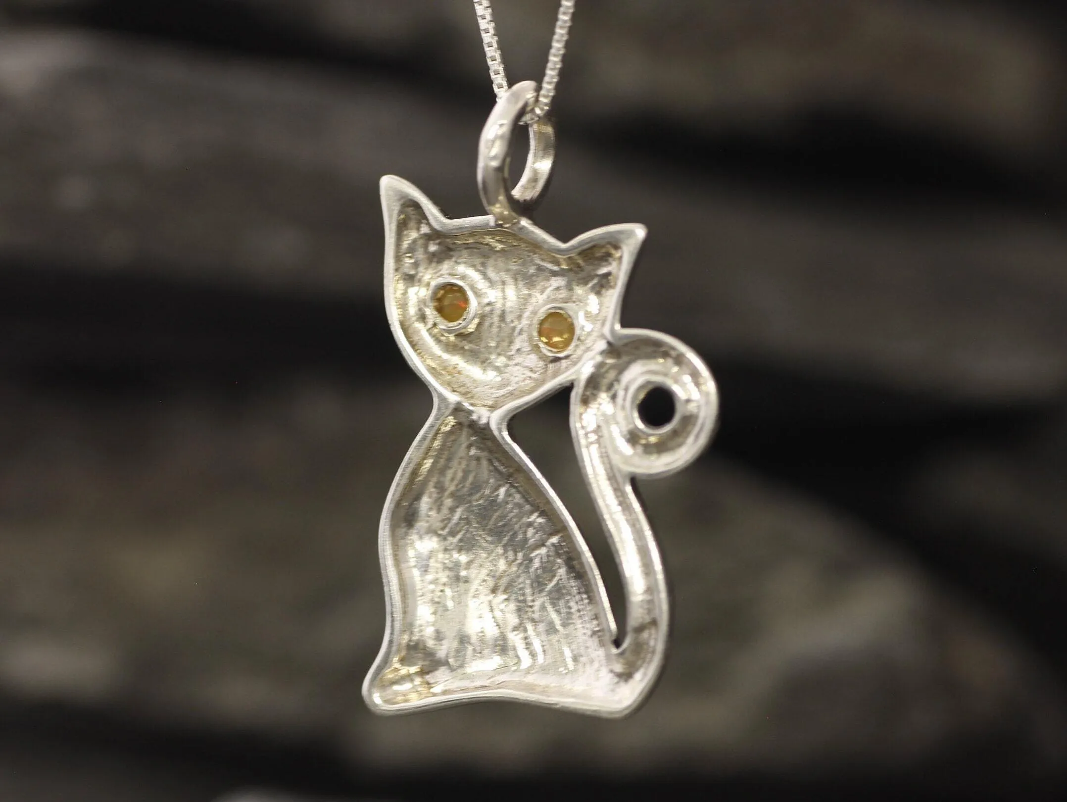 Large Cat Pendant - Red Garnet Necklace - Cat Lover Necklace