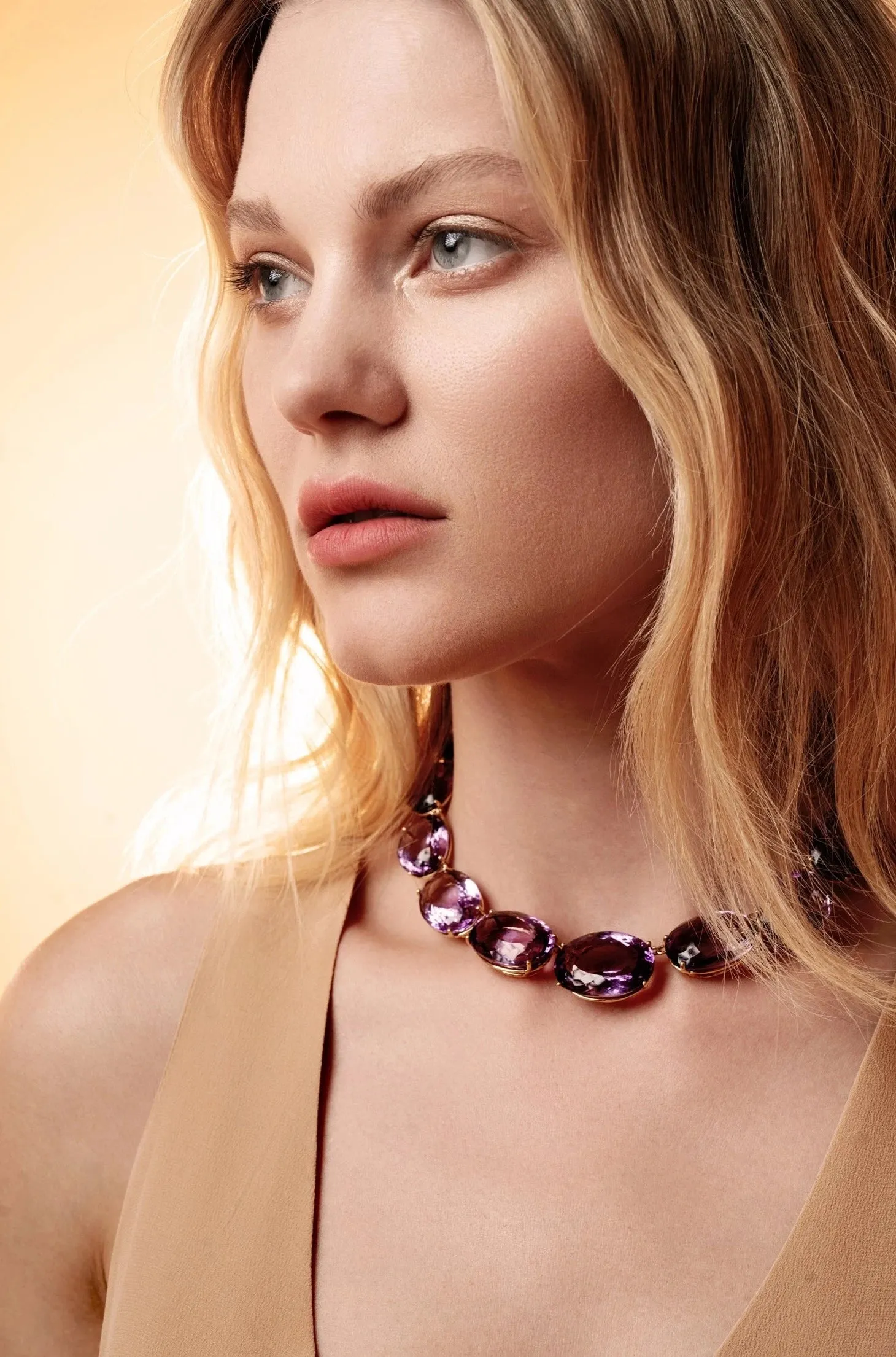 Large Crown Purple Amethyst Necklace