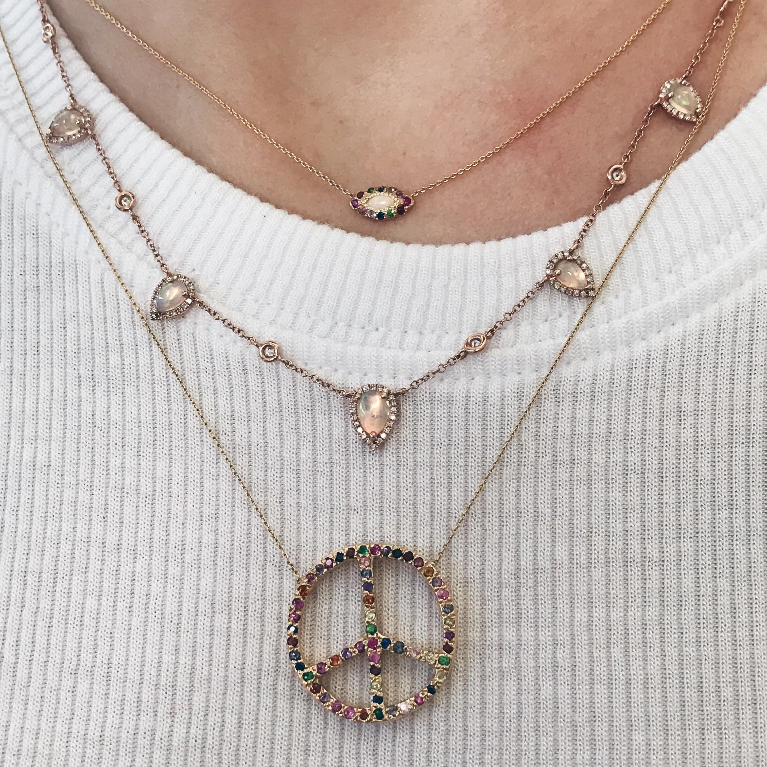 Large Multicolor Peace Sign Necklace