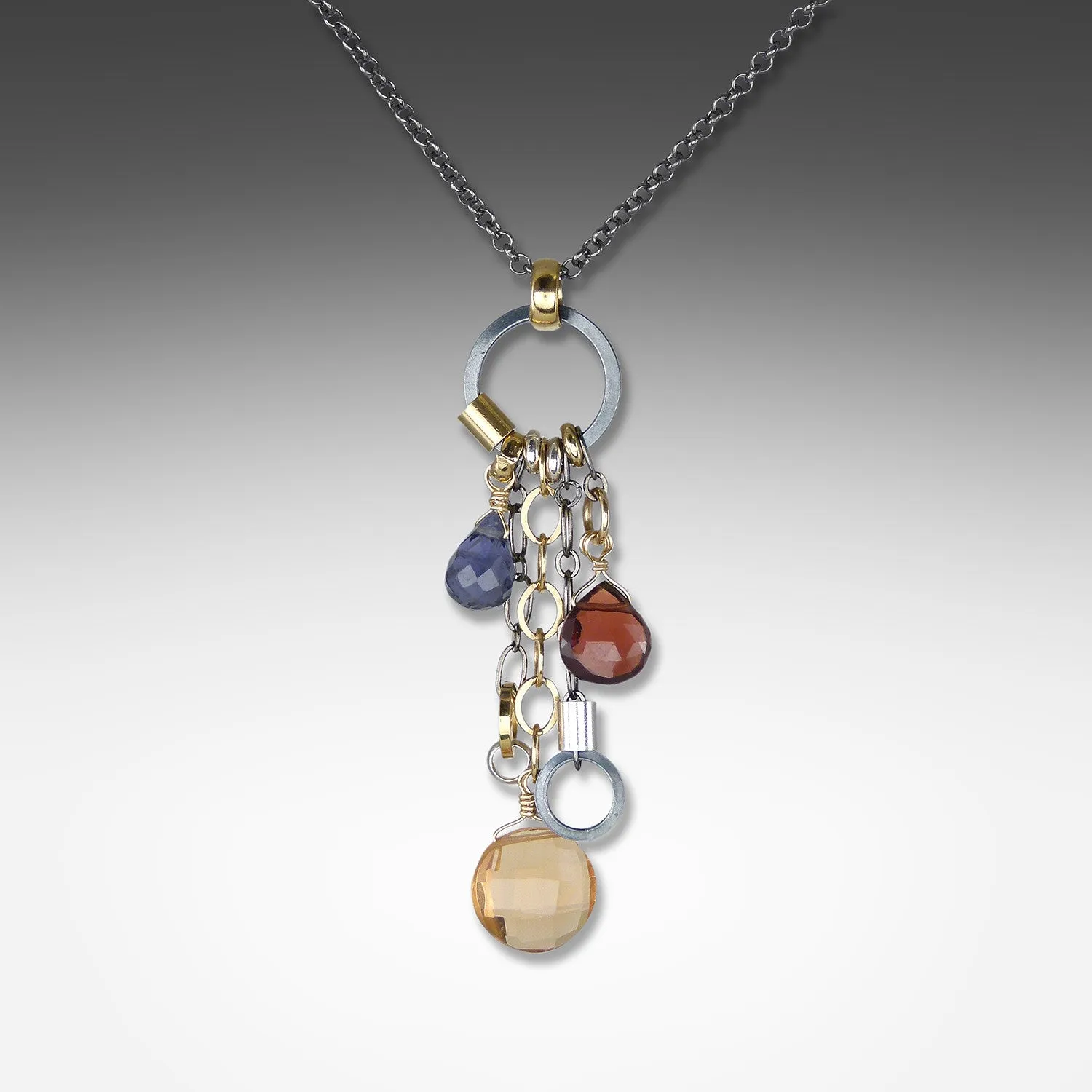 Long drop multi-gemstone mandarin necklace by Suzanne Q Evon