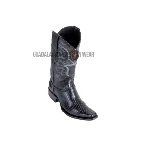 Los Altos Black Ring Lizard European Square Toe Cowboy Boots