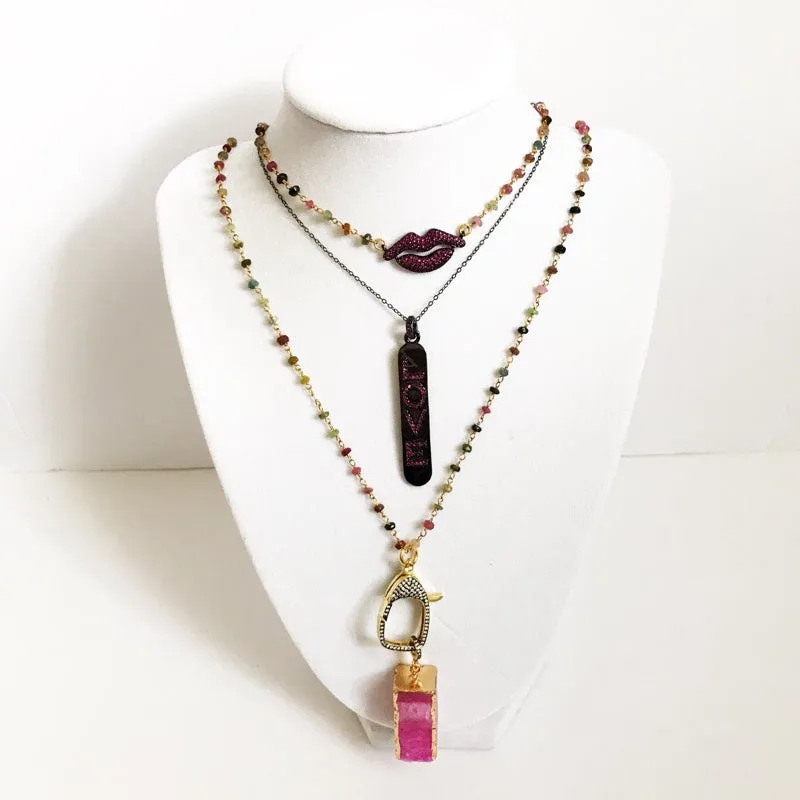 Love Spell Ruby CZ Micro Pavè Necklace