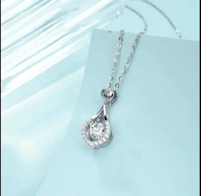 Luxury 1ct Moissanite 925 Sterling Silver Pendant Twinkle Setting Design  Necklace For Women