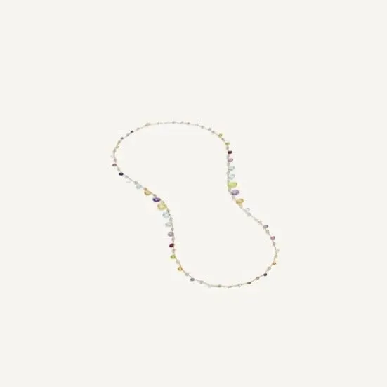 Marco Bicego Paradise 18k Gold Gemstone Necklace Double Wave