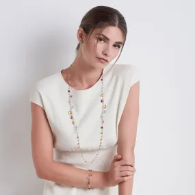 Marco Bicego Paradise 18k Gold Gemstone Necklace Double Wave
