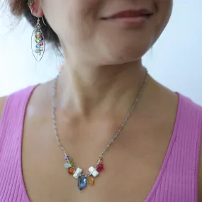 Marquee and Pearl Mixed Gem Necklace