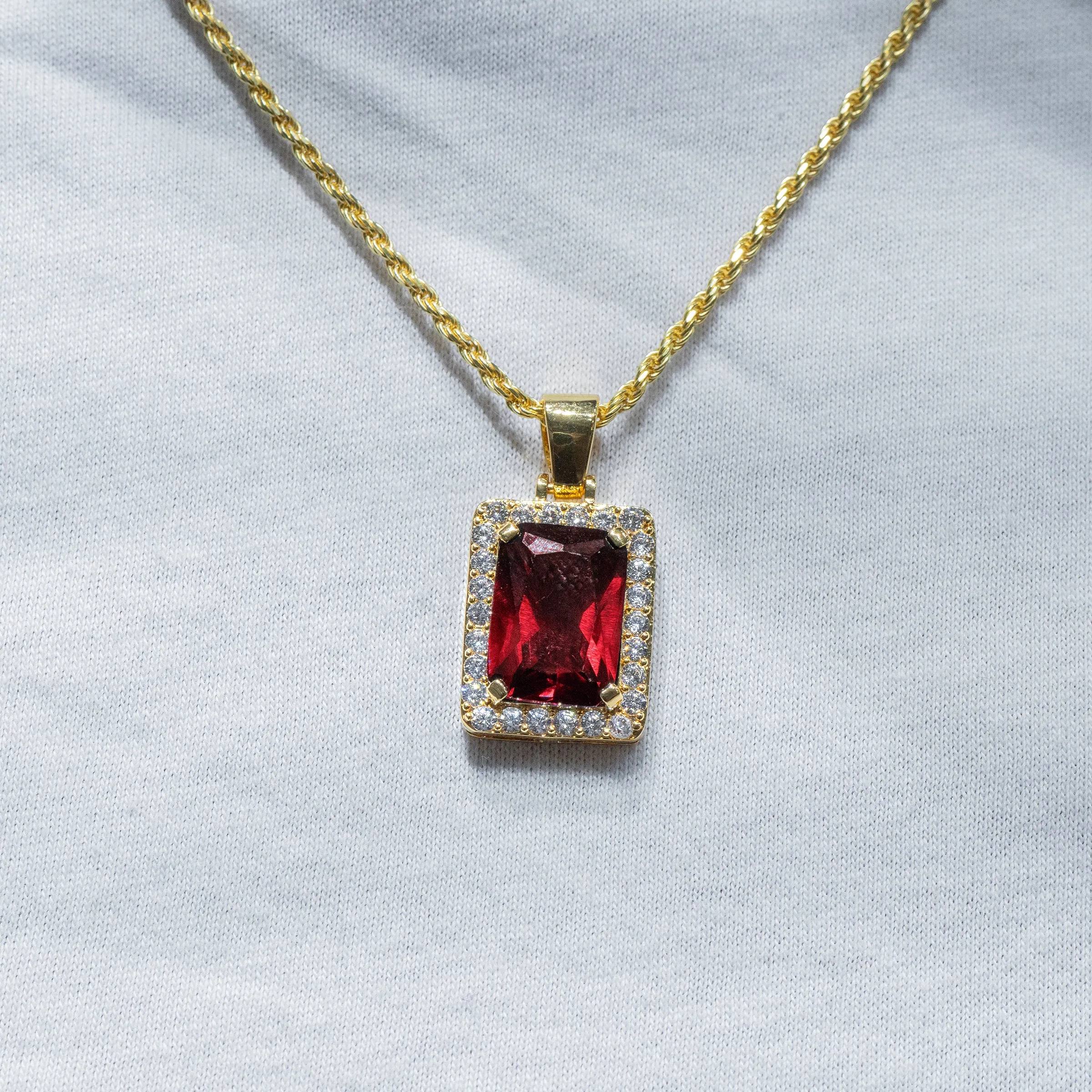 Mens Gold Ruby Necklace | Appx. 14 Grams