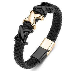 Mens Leather & Metal Bracelet