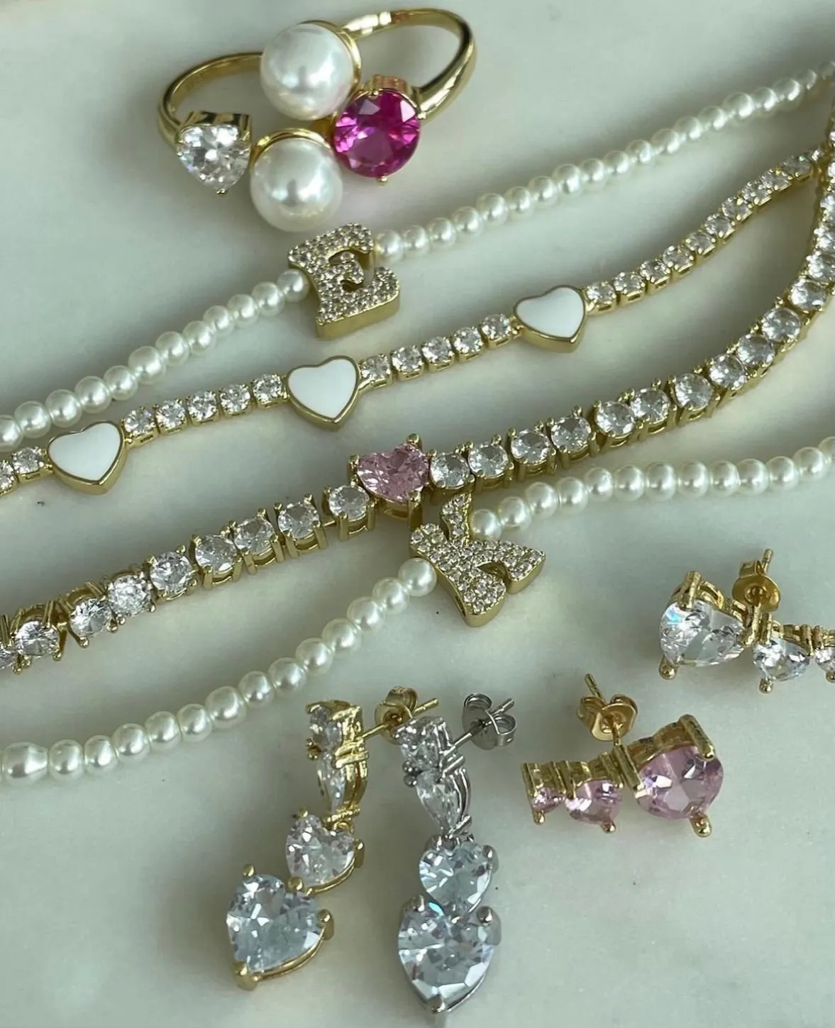 MICROPAVE INITIAL PEARL BRACELET