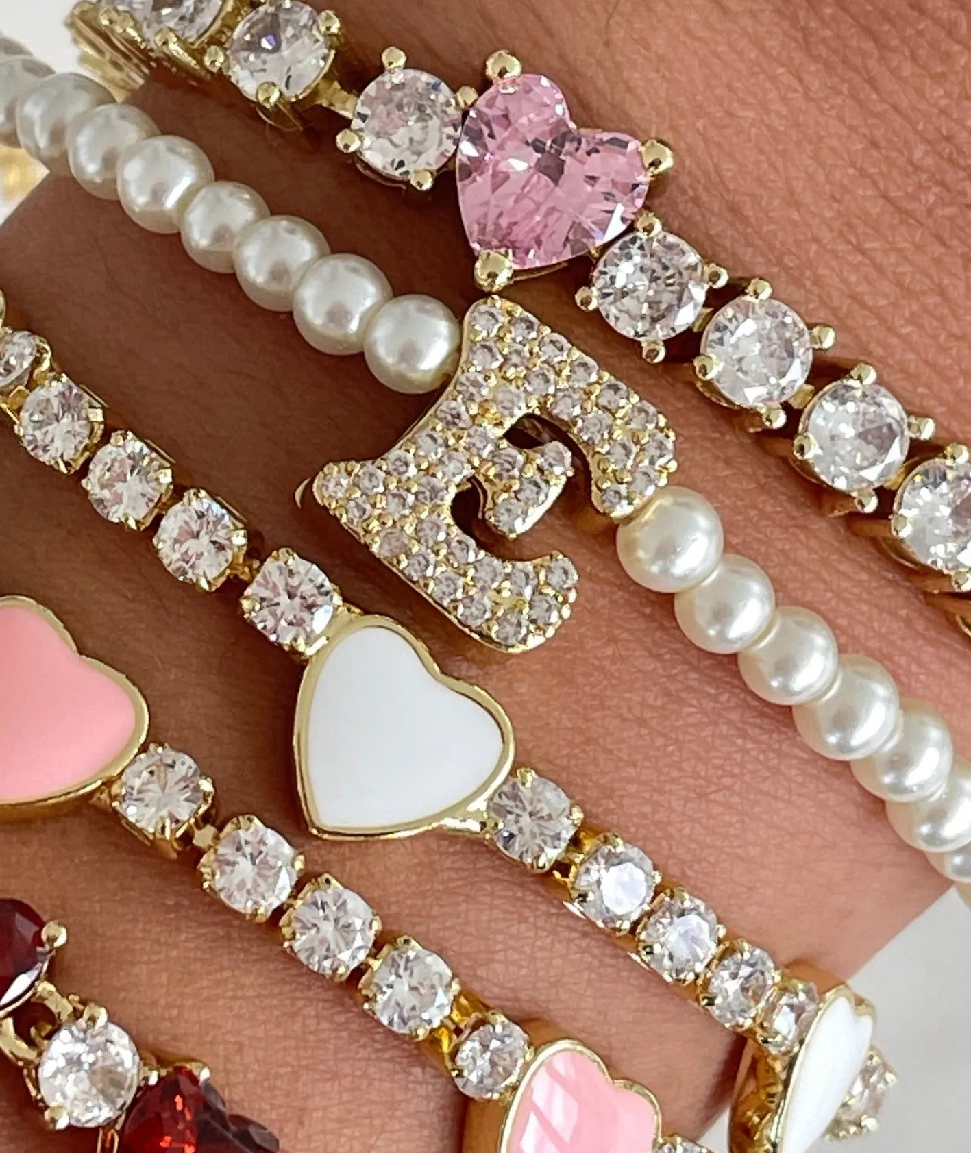 MICROPAVE INITIAL PEARL BRACELET