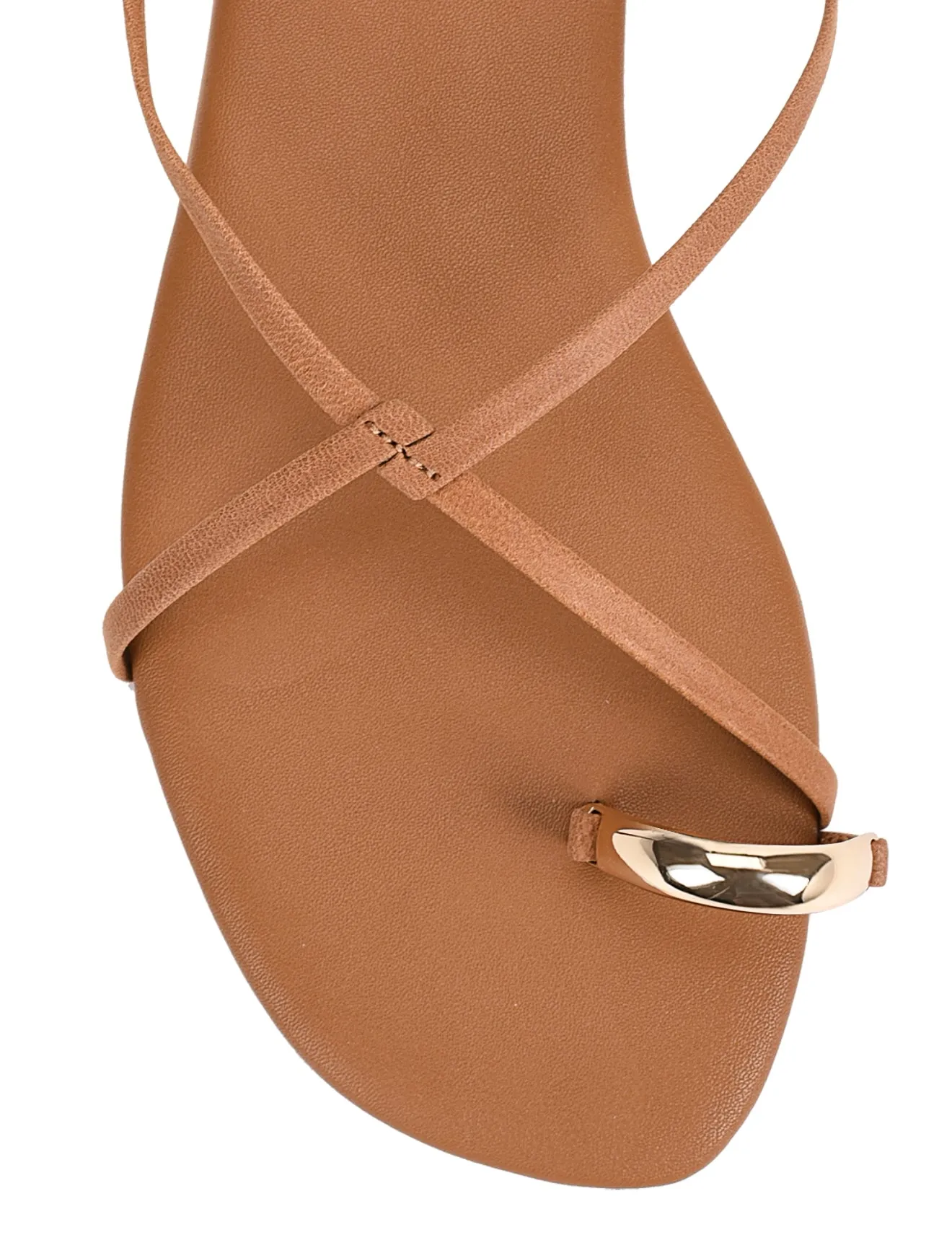 Mikki Flat Strappy Sandals - Tan Leather