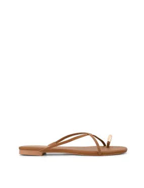 Mikki Flat Strappy Sandals - Tan Leather