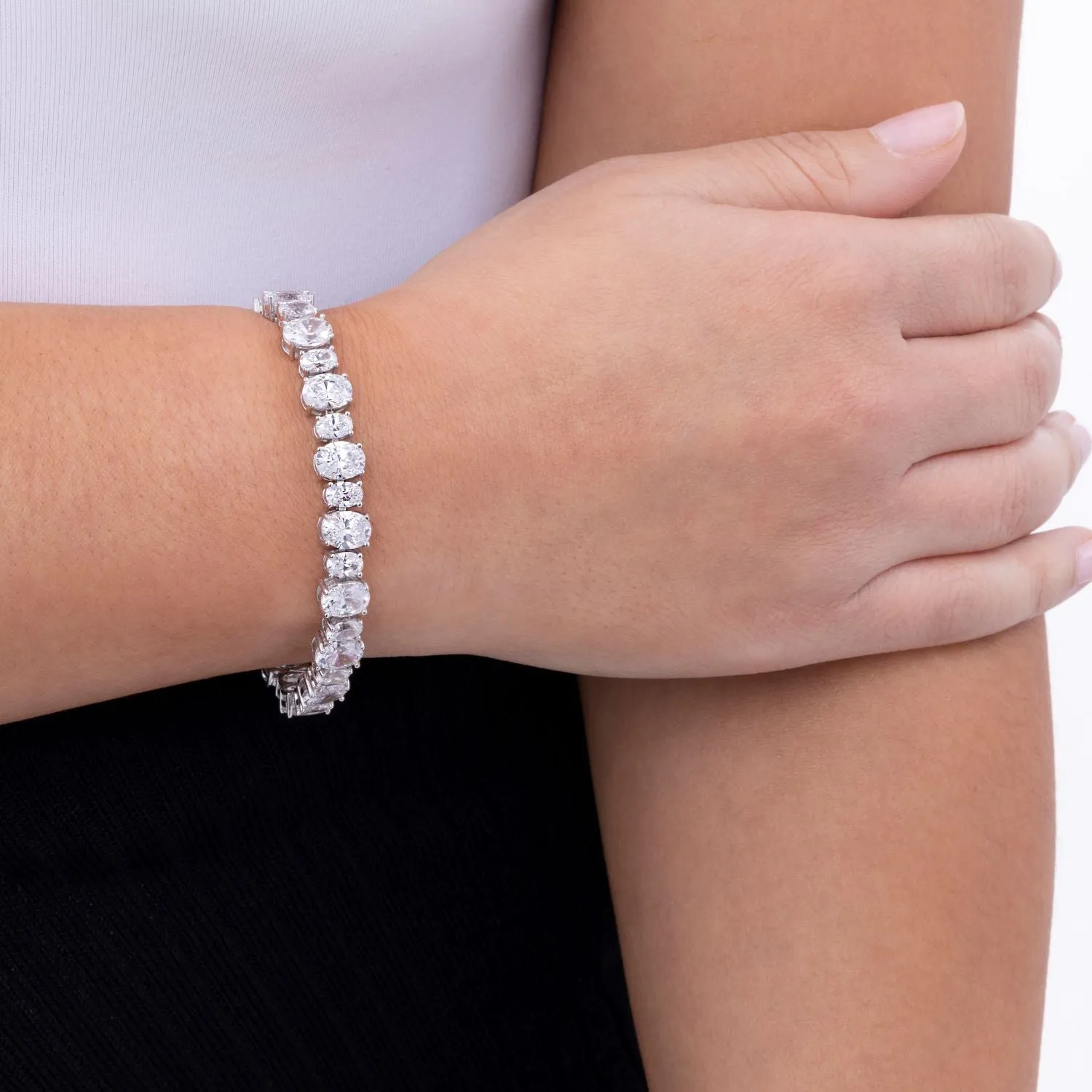 Mimi Miami Oval Diamond Crystalline Tennis Bracelet