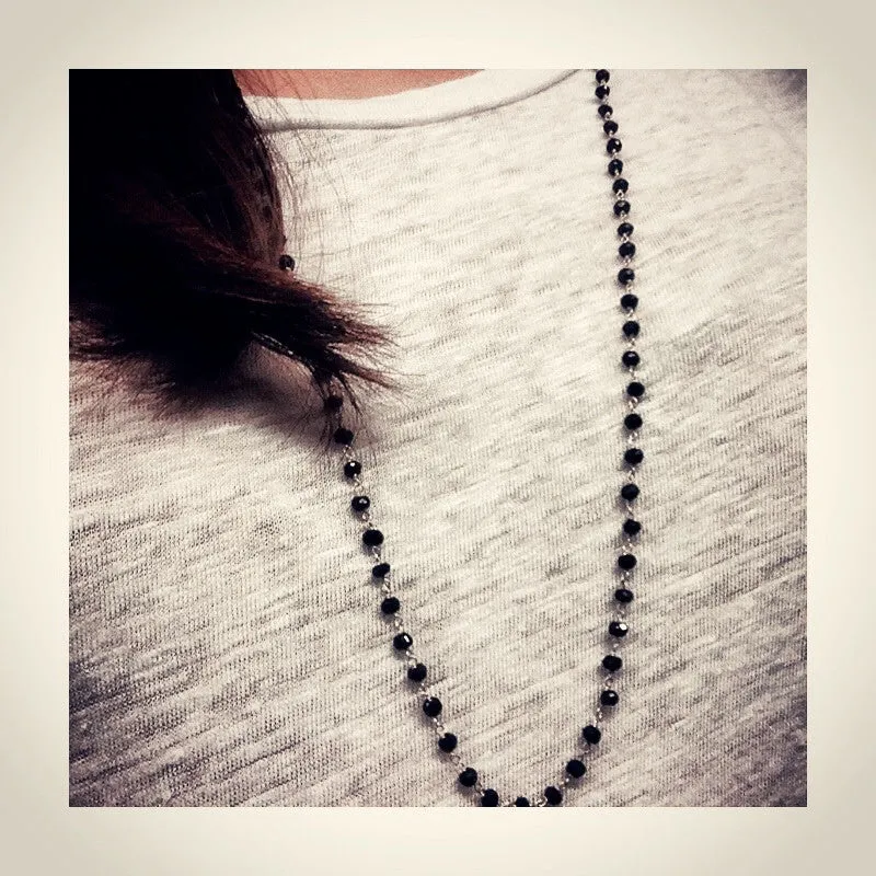 Mini Black Onyx Station Layering Necklace