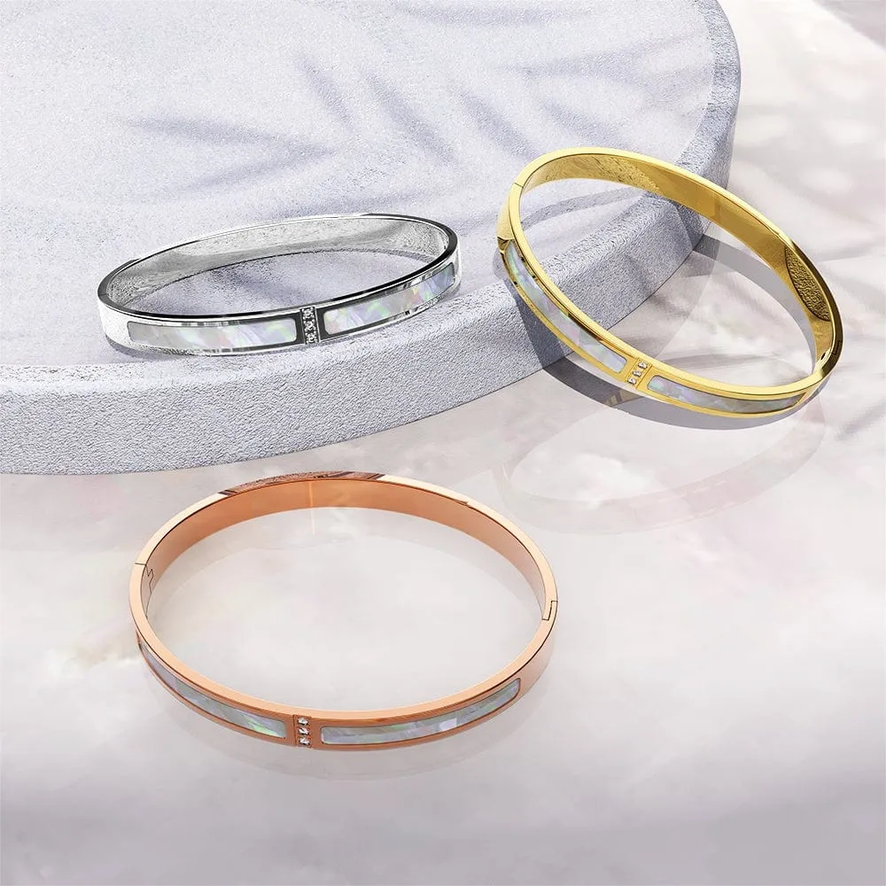 Modest Hinged Bangle in High Polish Stainless Steel
