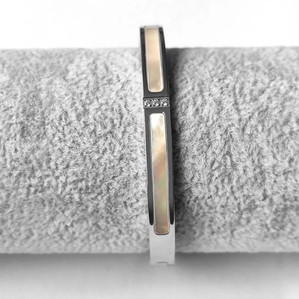 Modest Hinged Bangle in High Polish Stainless Steel
