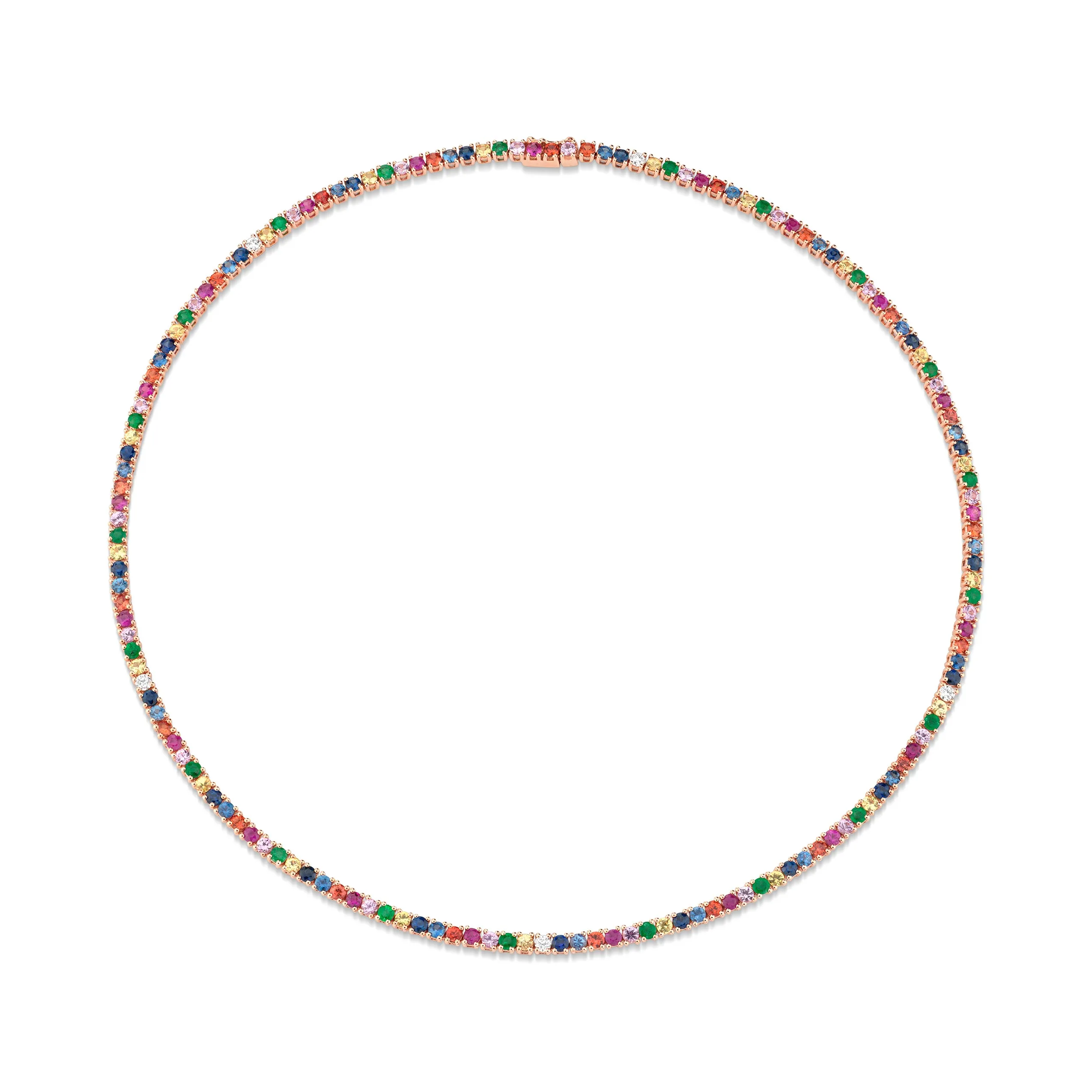 MULTI-COLORED DIAMOND AND GEMSTONE HEPBURN NECKLACE