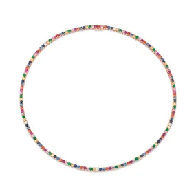 MULTI-COLORED DIAMOND AND GEMSTONE HEPBURN NECKLACE