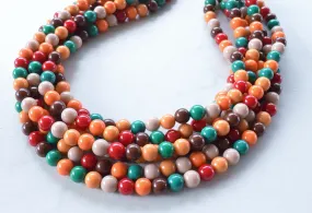 Multi Fall Colors Acrylic Lucite Bead Chunky Statement Necklace - Alana