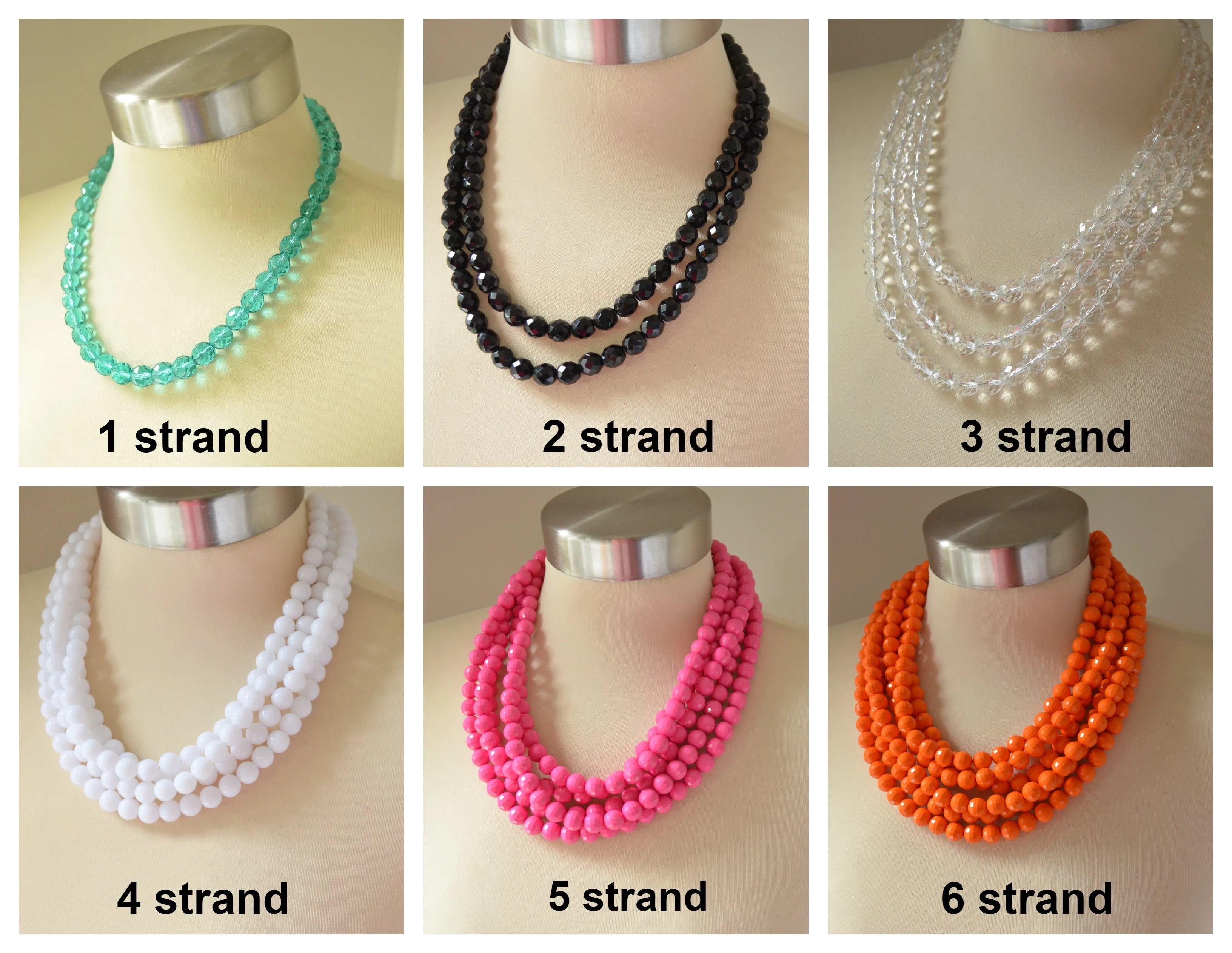 Multi Fall Colors Acrylic Lucite Bead Chunky Statement Necklace - Alana