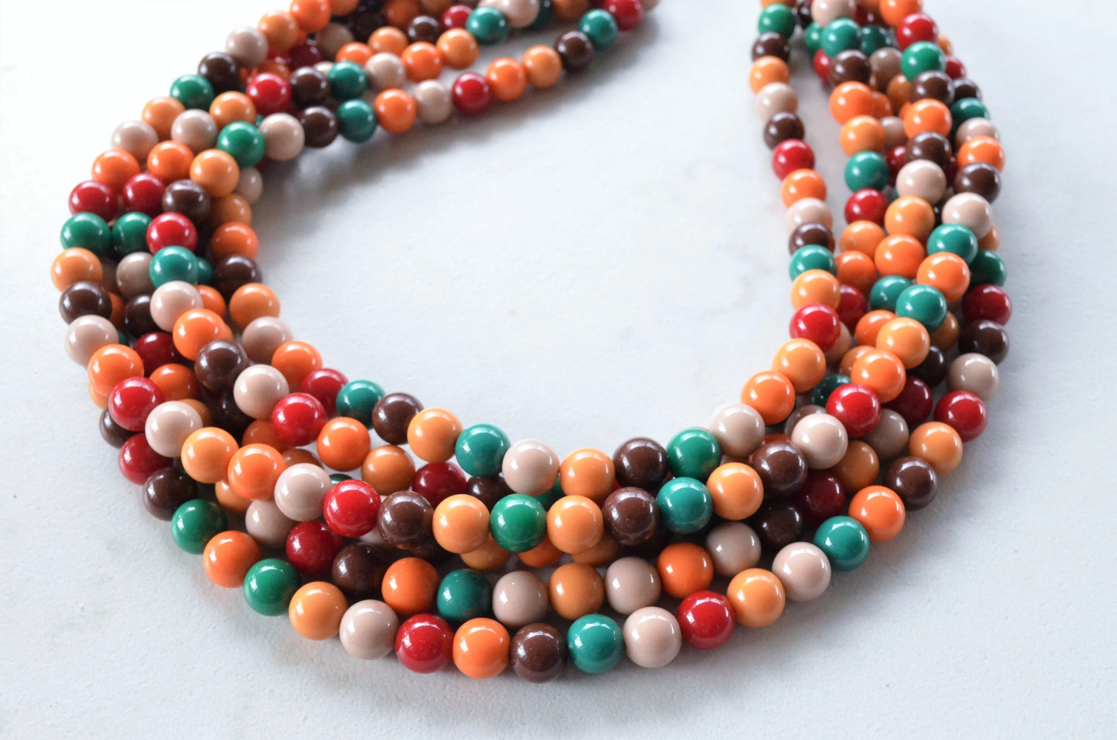 Multi Fall Colors Acrylic Lucite Bead Chunky Statement Necklace - Alana