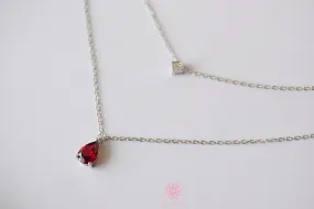 Natural Garnet Necklace Sterling Silver925 With Rose gold Plated.