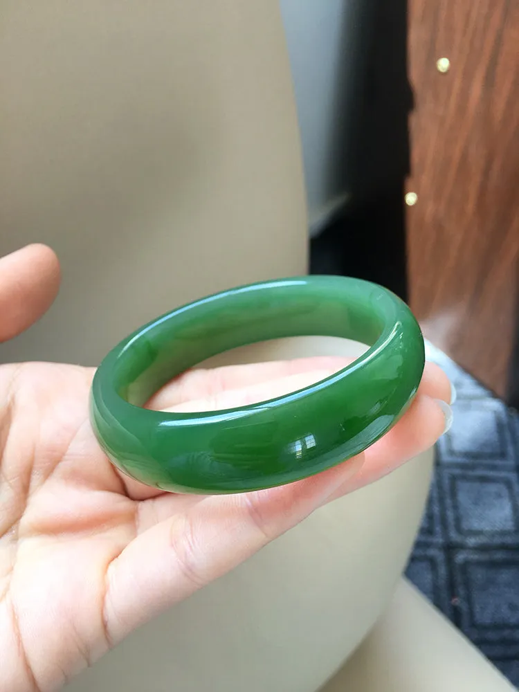 Natural Jade Bangle Nephrite Bangle Internal Diameter 55.1mm NBE015