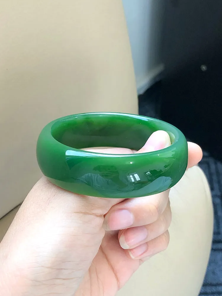 Natural Jade Bangle Nephrite Bangle Internal Diameter 59.3mm NBE001
