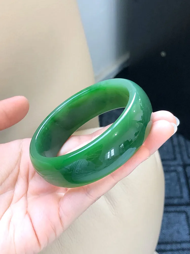 Natural Jade Bangle Nephrite Bangle Internal Diameter 59.3mm NBE001