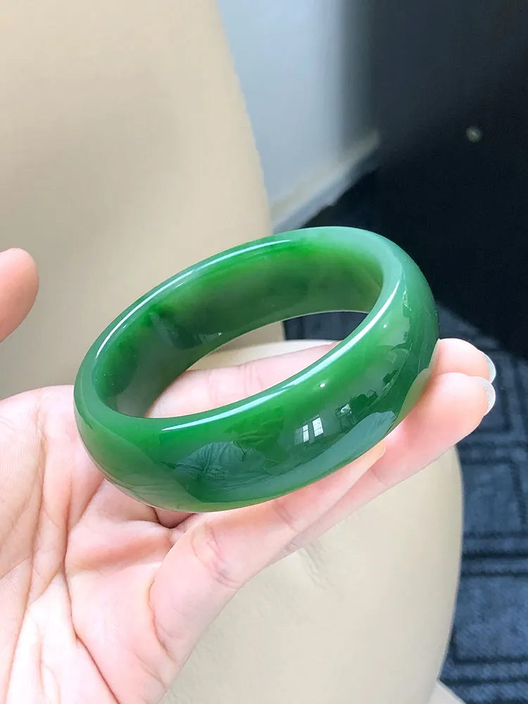 Natural Jade Bangle Nephrite Bangle Internal Diameter 59.3mm NBE001