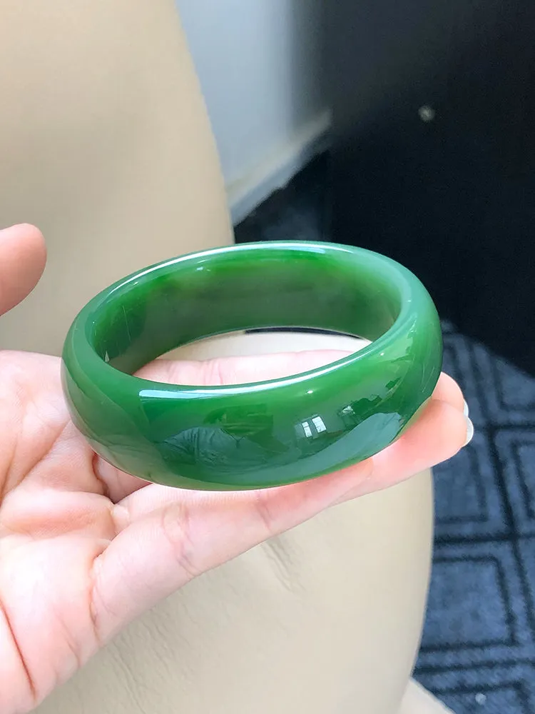 Natural Jade Bangle Nephrite Bangle Internal Diameter 59.3mm NBE001