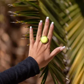 Neon Yellow Glitter Resin Cocktail Ring