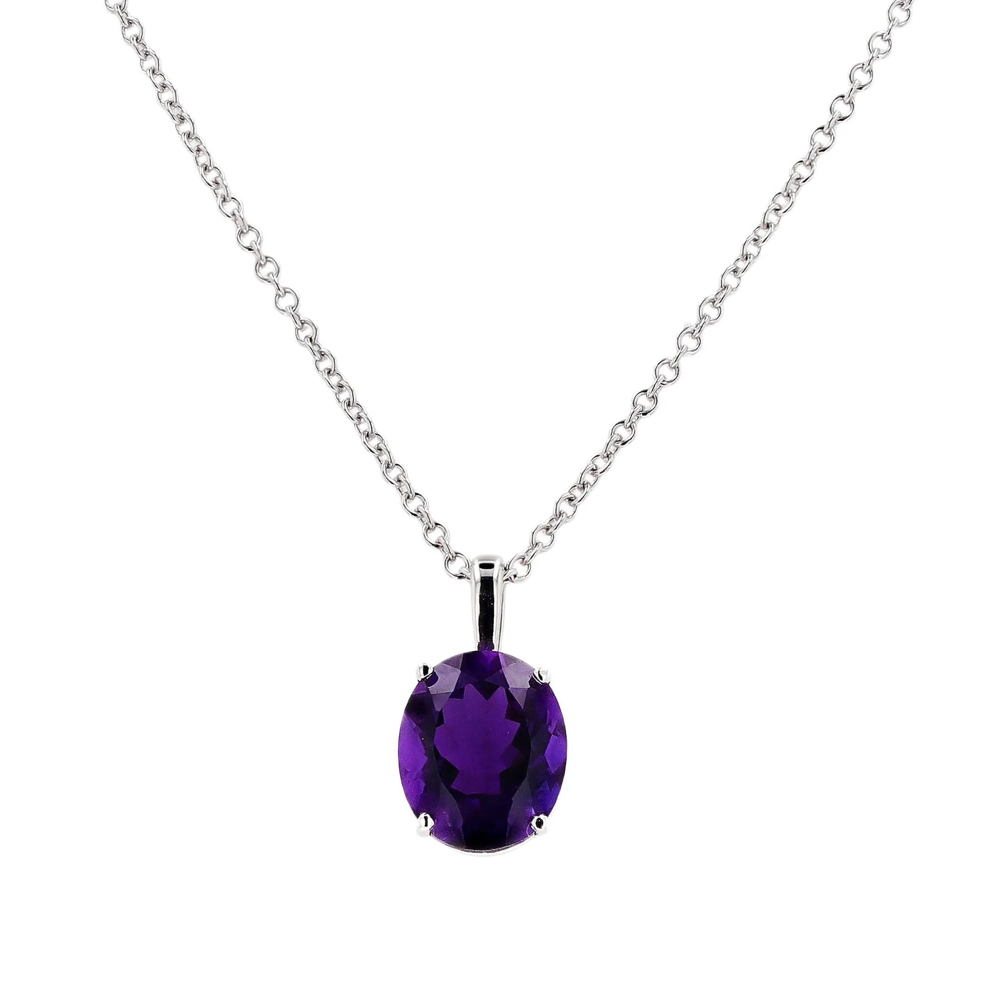 Oval-Cut Amethyst Pendant Necklace