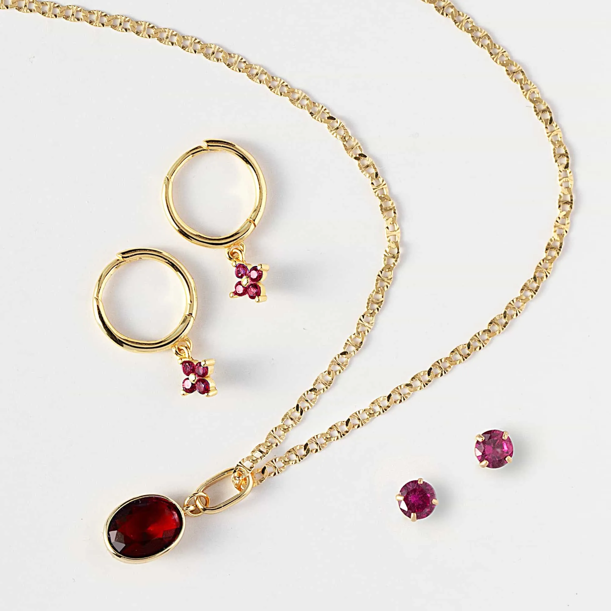 Oval Gemstone Charm Garnet