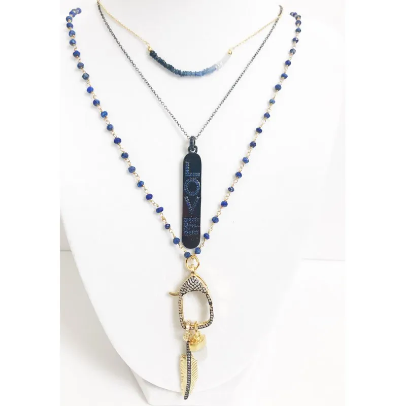 Pavé Saphire Love Brail Pendant Necklace