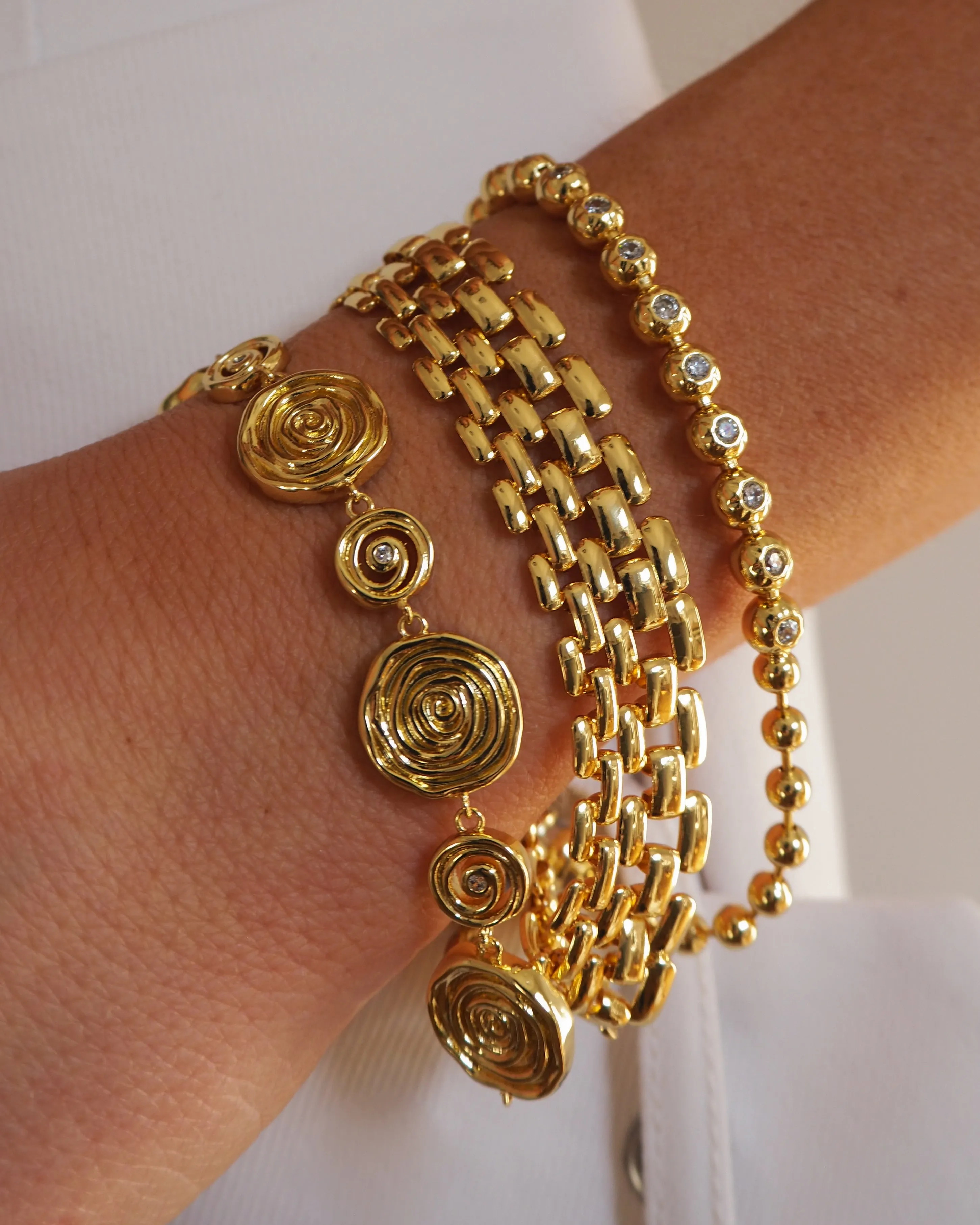 Pave Ball Chain Bracelet- Silver