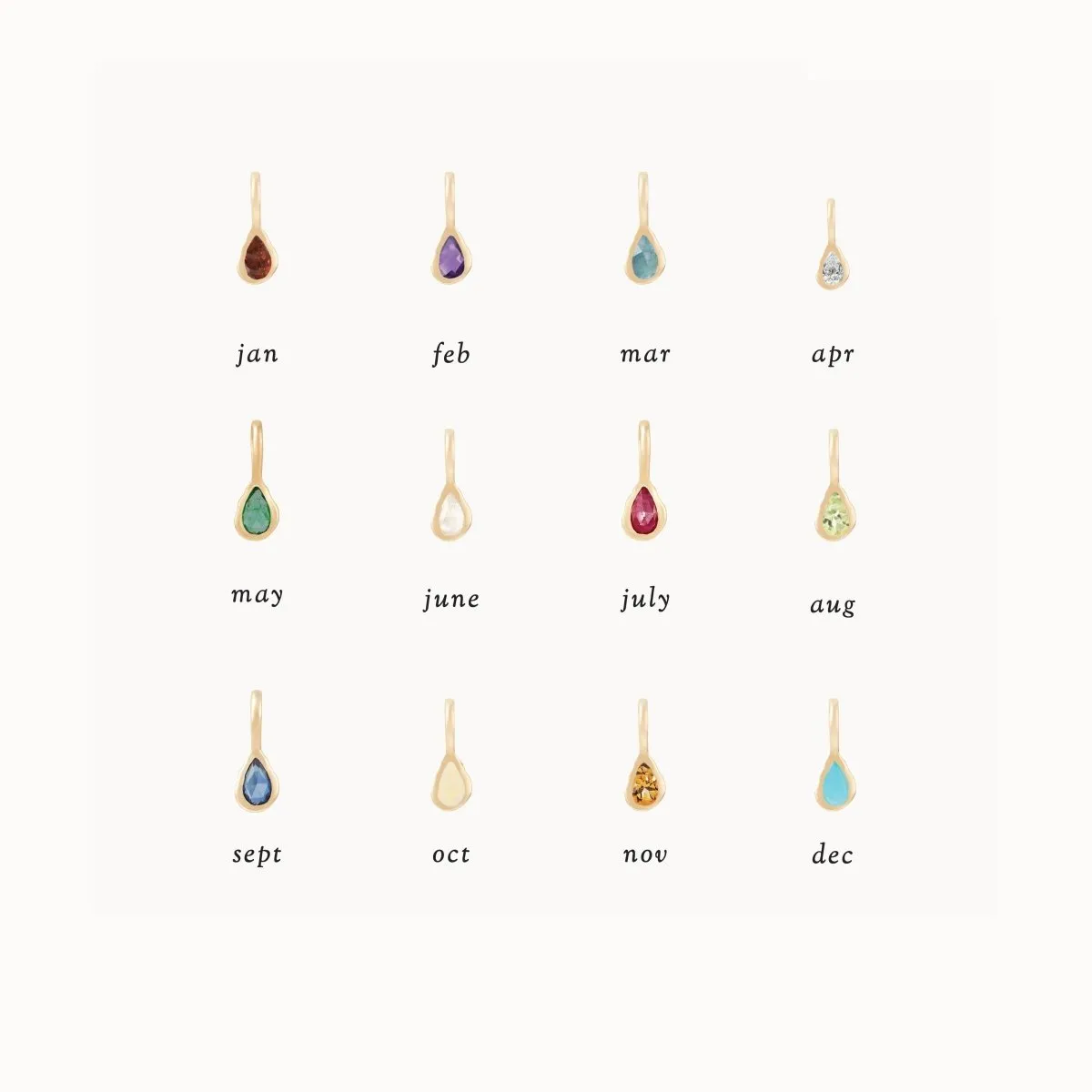 pear ruby july mood birthstone charm - 10k yellow gold, ruby