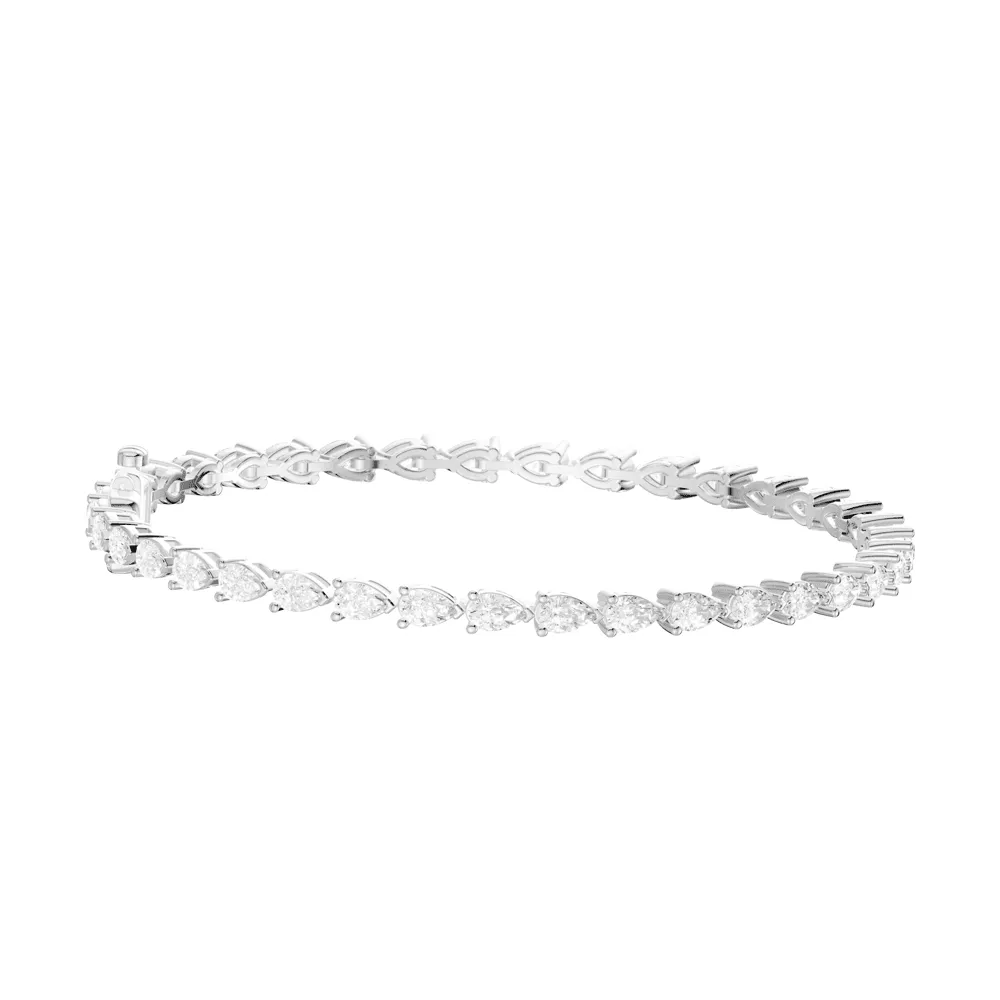 Pear Tennis Bracelet with 4.00ct of Laboratory Grown Diamonds in Sterling Silver and Platinum